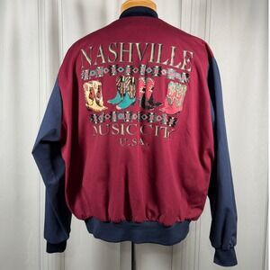 Vtg 80s Nashville Music City Bomber Jacket XXL Taylor Made USA